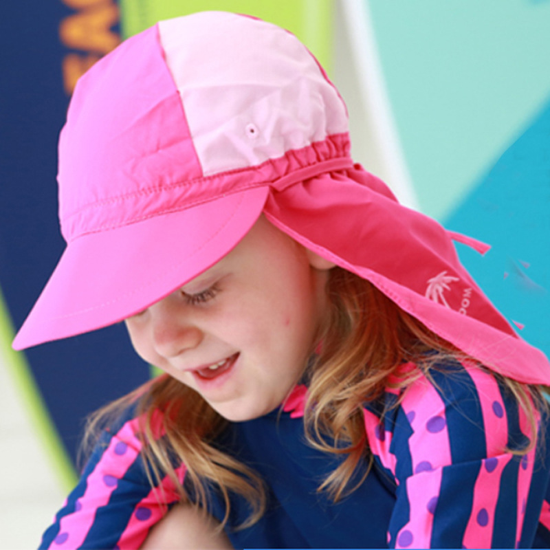 海依珊儿童泳帽带沿遮阳泳帽海边沙滩戏水儿童防晒防风弹力泳帽