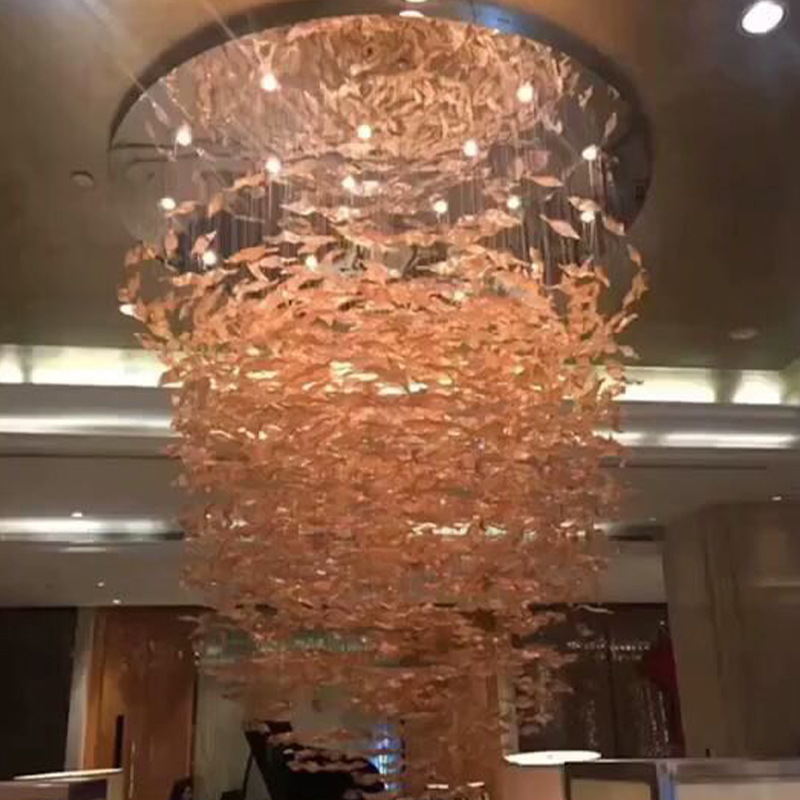 酒店大堂售楼部玻璃吊灯艺术创意扭条简约现代酒店大厅客厅工程灯