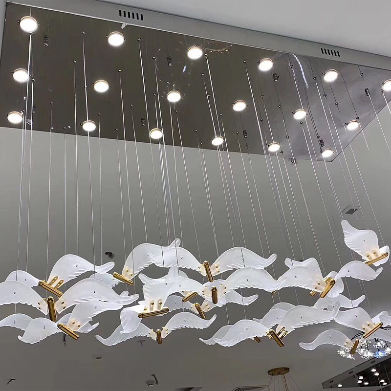 玻璃飞鸟造型艺术灯LED酒店水晶吊灯免费设计客厅卧室吊灯