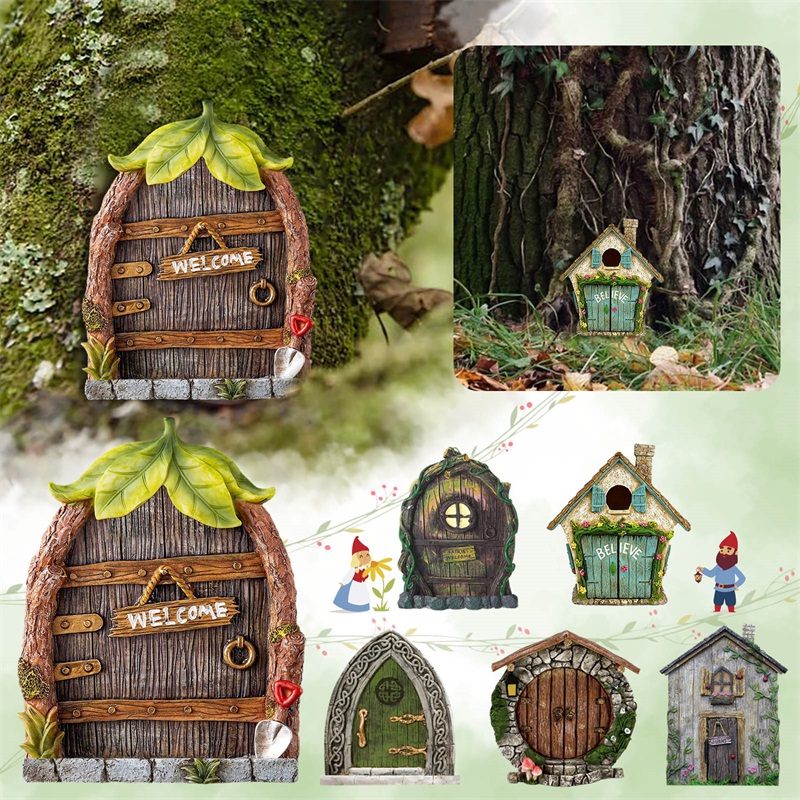 花园装饰摆件庭院木制树木装饰品木质小摆件ins童话治愈家居装饰