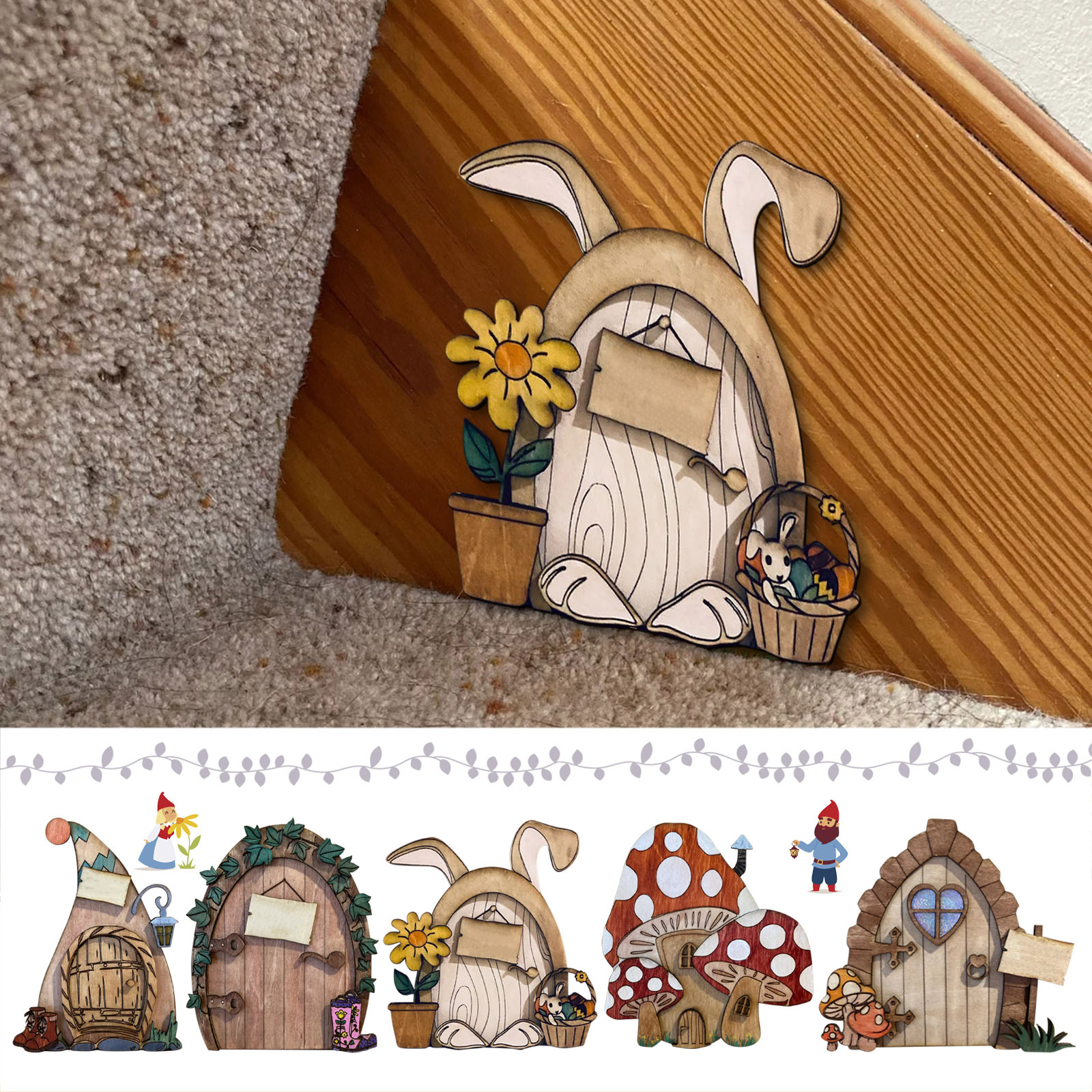 跨境精灵门童话门 家居楼梯装饰 木质摆件花园装饰品 工艺品