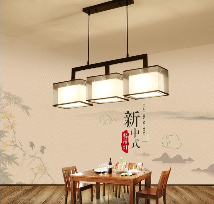 新中式餐厅吊灯3头现代简约饭店餐厅吧台茶室中国风客厅禅意吊灯
