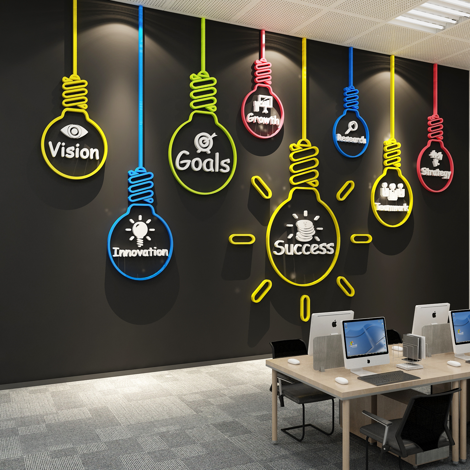 办公室墙面装饰品企业文化公司背景会议形象氛围布置励志标语贴纸