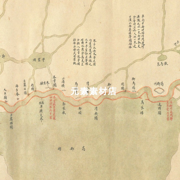 清代京杭运河全图 标清电子版老地图素材JPG格式