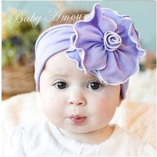 T150 top baby  紫色花朵 棉质 宝宝发带女童儿童发饰头饰15g