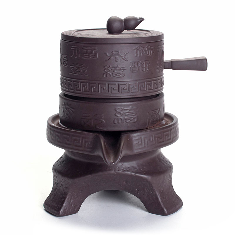 杰茗博懒人紫砂创意功夫茶具套装全半自动石磨时来运转泡茶器