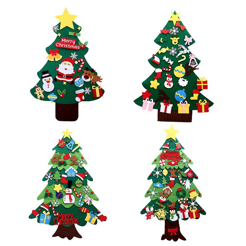 推荐跨境毛毡圣诞树 儿童手工DIY圣诞树 自粘立体圣诞树装饰挂件