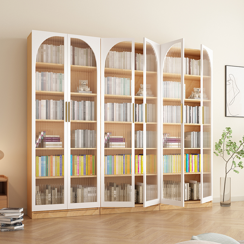 可比熊enf儿童书架防尘长虹玻璃书柜满墙客厅一体到顶家用图书馆