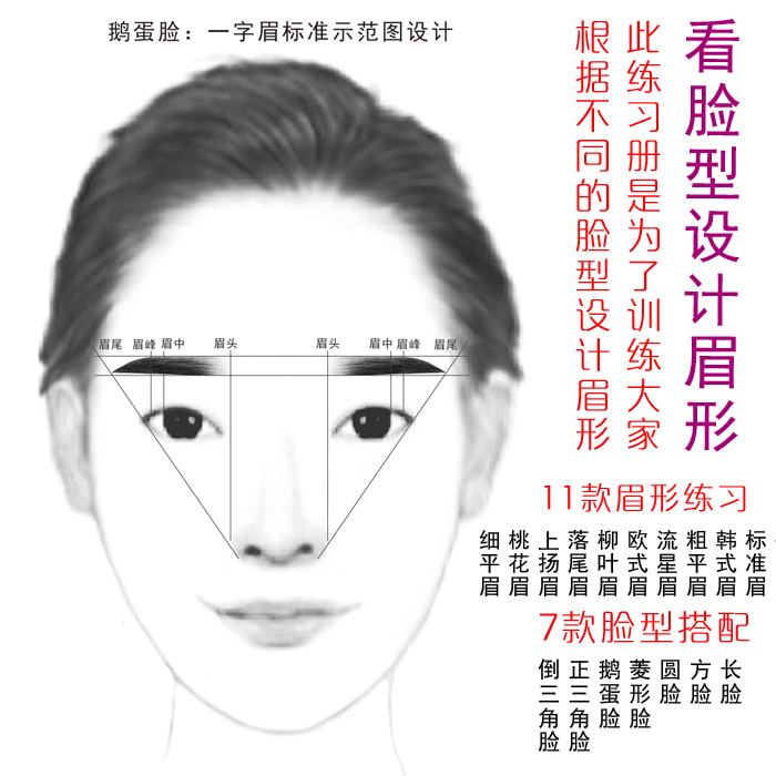 化妆半永久纹绣画眉毛练习册根据脸型眼影设计眉形眉型教学画本