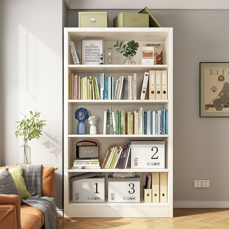 图书馆书柜书架落地客厅置物架卧室家用展示柜简易白色吸纳盒柜子