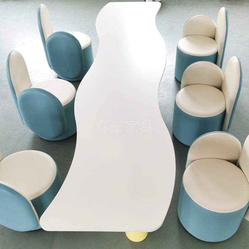 zdh现代简约大长桌儿童手工美工桌椅组合大师设计异形定制环保