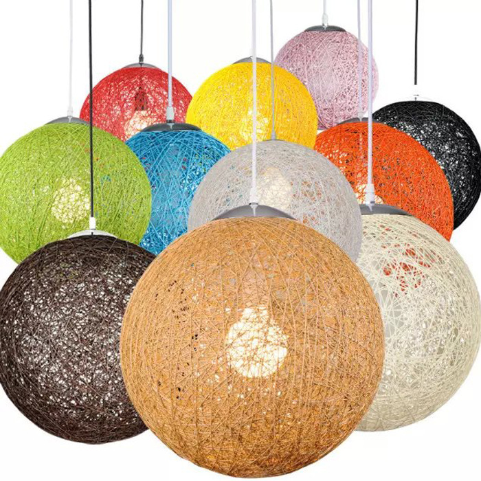 麻球吊灯创意个性鸟巢幼儿园展厅商场婚庆藤球编织圆球形装饰灯具