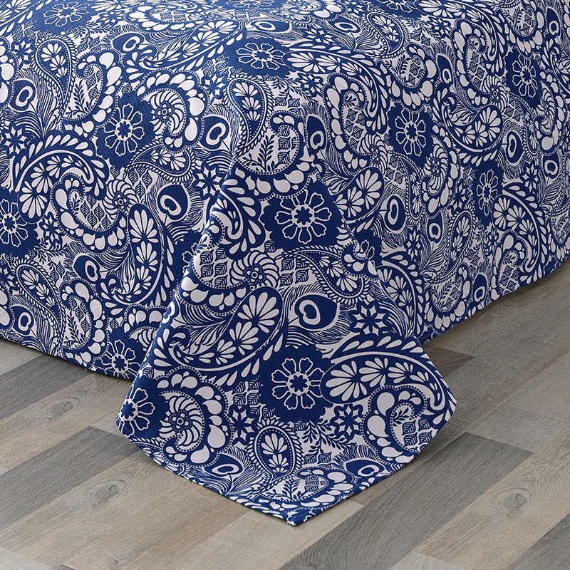 速发优质2.4宽纯棉帆布中国民族风复古青花瓷 布料蓝花布桌布窗帘