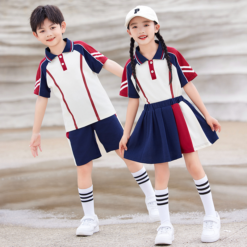 幼儿园园服夏季短袖毕业照六一儿童运动会统一班服套装小学生枣红