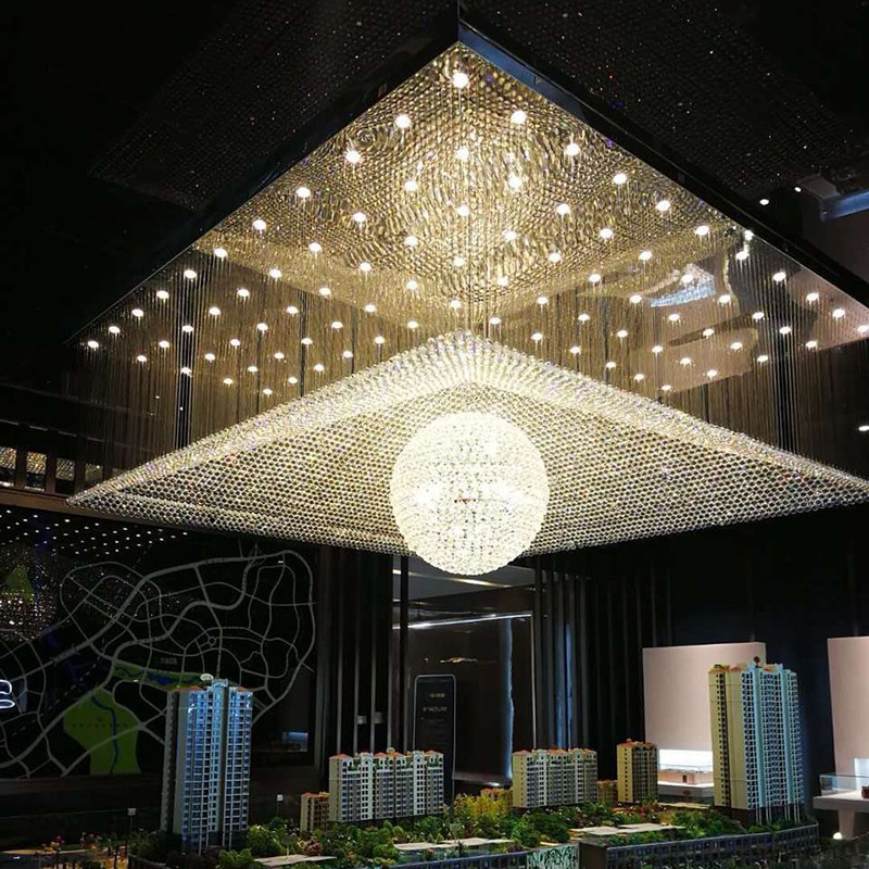 现代大气酒店工程吊灯非标琉璃水滴灯艺术组合设计造型灯咖啡店