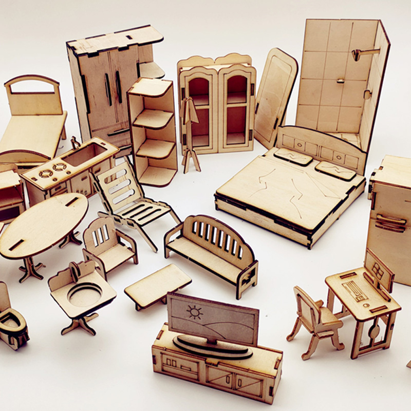 建筑沙盘场景模型制作材料DIY手工室内家具立体拼图套装迷你模型