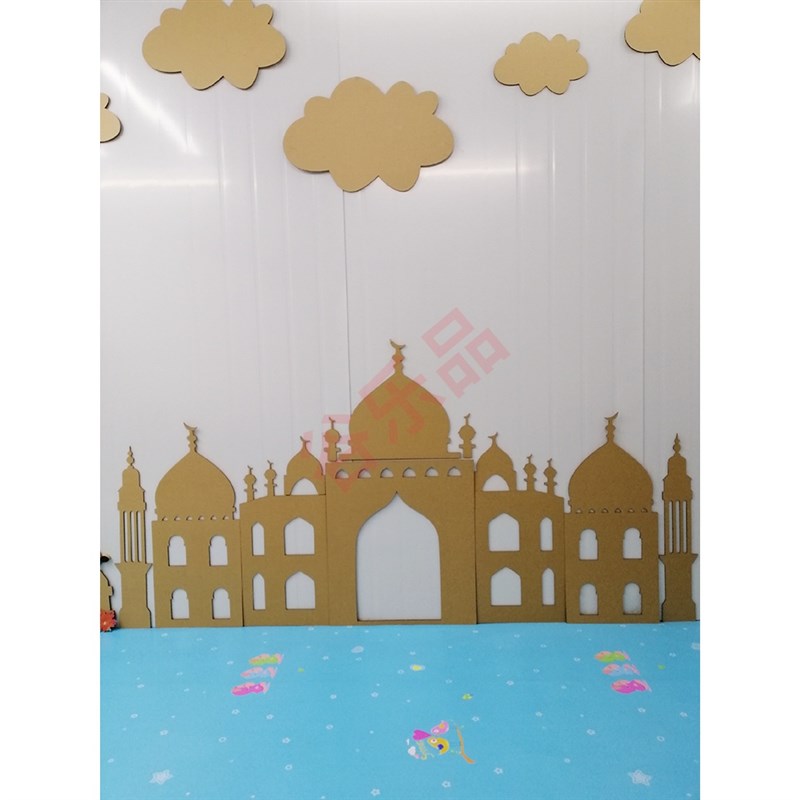 创意立体涂色开学节日活动背景幼儿园环创墙面DIY布置城堡宫殿