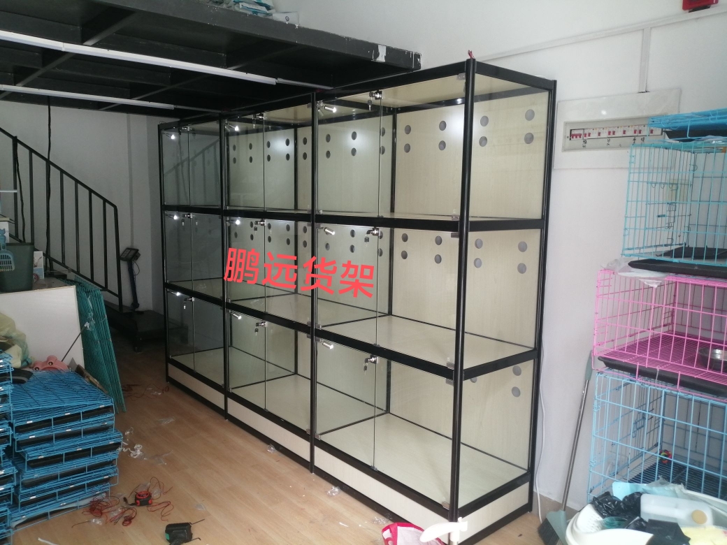 正品北京猫别墅笼子玻璃猫柜宠物猫屋展示柜繁殖笼寄养笼三层猫窝