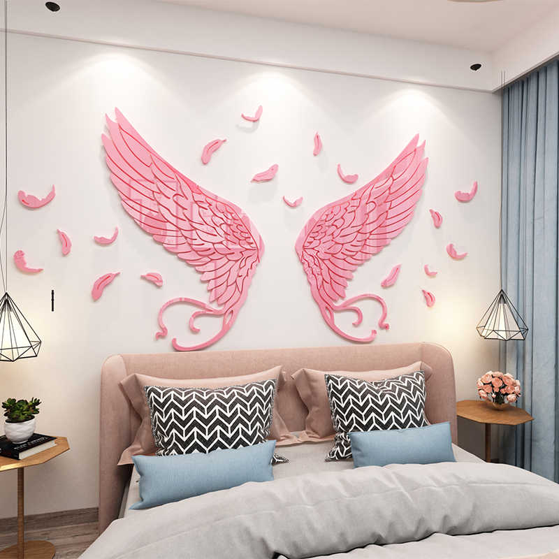 少女心房间布置墙贴画3d立体艺术辅导班跳舞墙贴卧室床头装饰翅膀