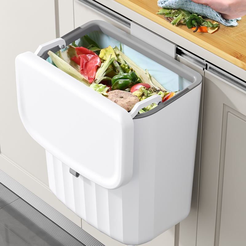 洁仕宝厨房垃圾桶挂式家用2024带盖橱柜门壁挂收纳桶卫生间加大号