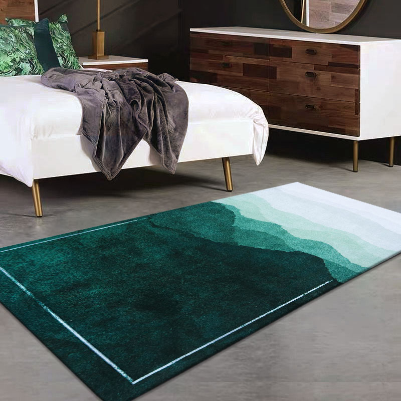 推荐麻漠漠现代轻奢水墨抽象走廊阳台小地垫绿色新中式风卧室床边