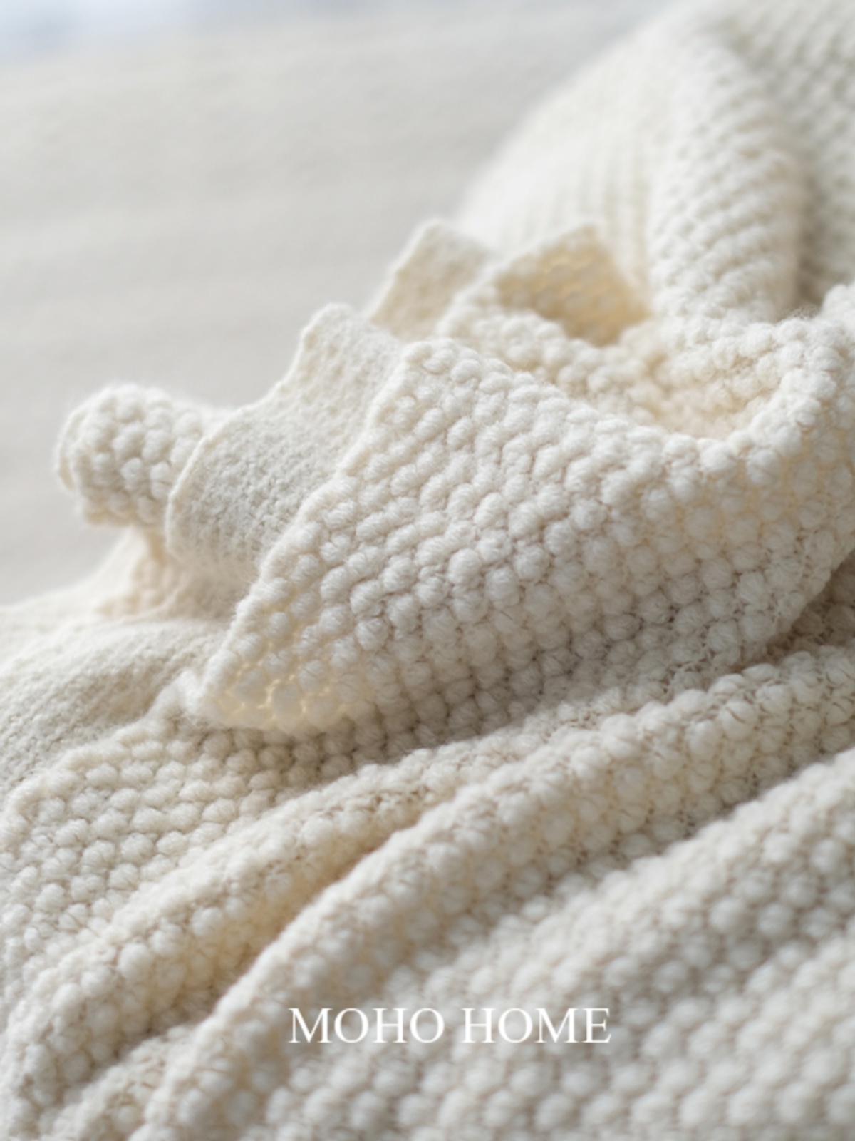 新品厂家北欧莫兰迪色针织毯米粒纹2023新款沙发盖毯装饰毯床尾巾