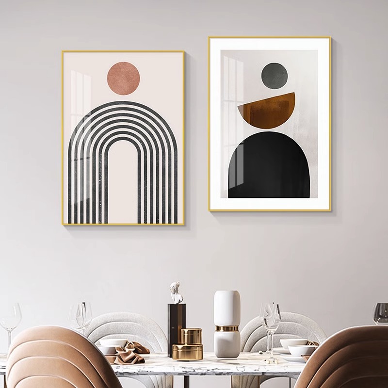 简约现代餐厅装饰画轻奢大气抽象艺术墙面壁画饭厅餐桌背景墙挂画