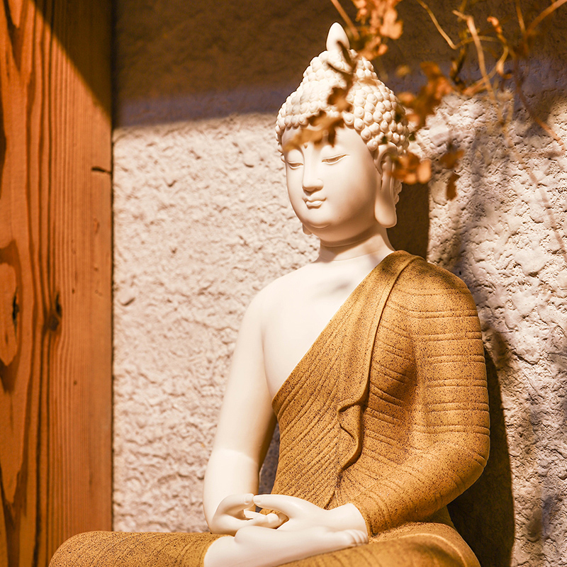 释迦摩尼陶瓷阿弥陀佛新中式菩提如来佛像摆件客厅玄关装佛具饰品