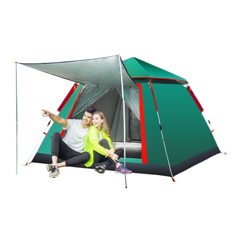 极速Fully automatic tent outdoor 2-3-4 people 2 rooms 1 hall