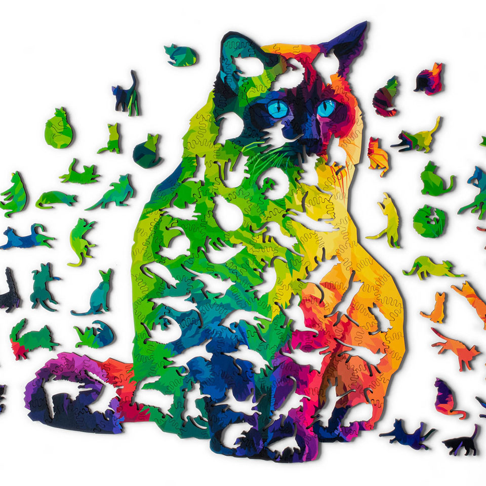 Herding Cats Puzzle大小形态猫咪拼图剪影木制益智乐趣减压玩具