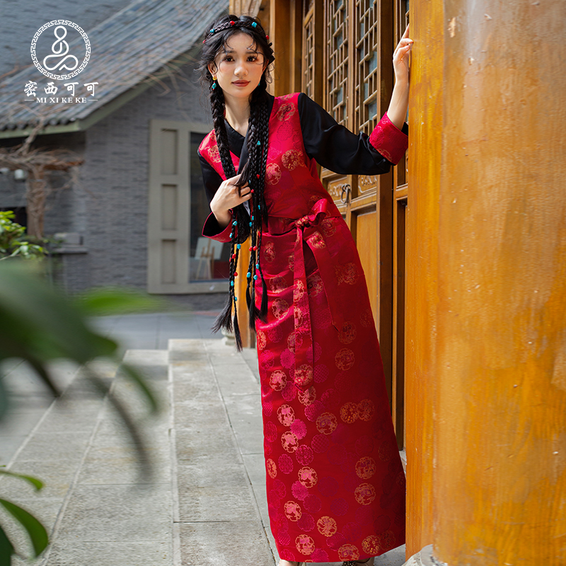 密西可可藏族服装女民族风藏装博拉裙西藏服锅庄裙网红旅拍拉萨服