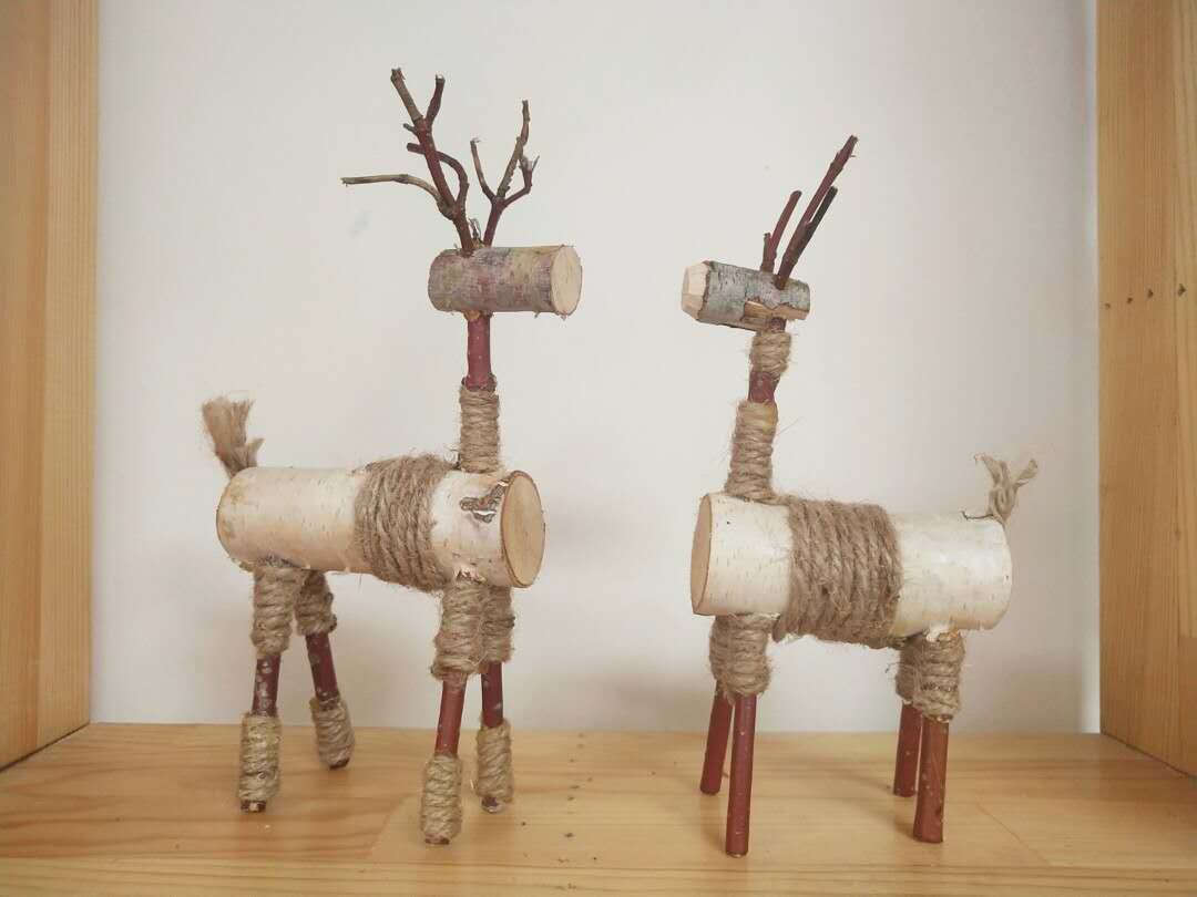 创意书柜木质小鹿摆件 北欧家居饰品工艺品麋鹿摆设书架装