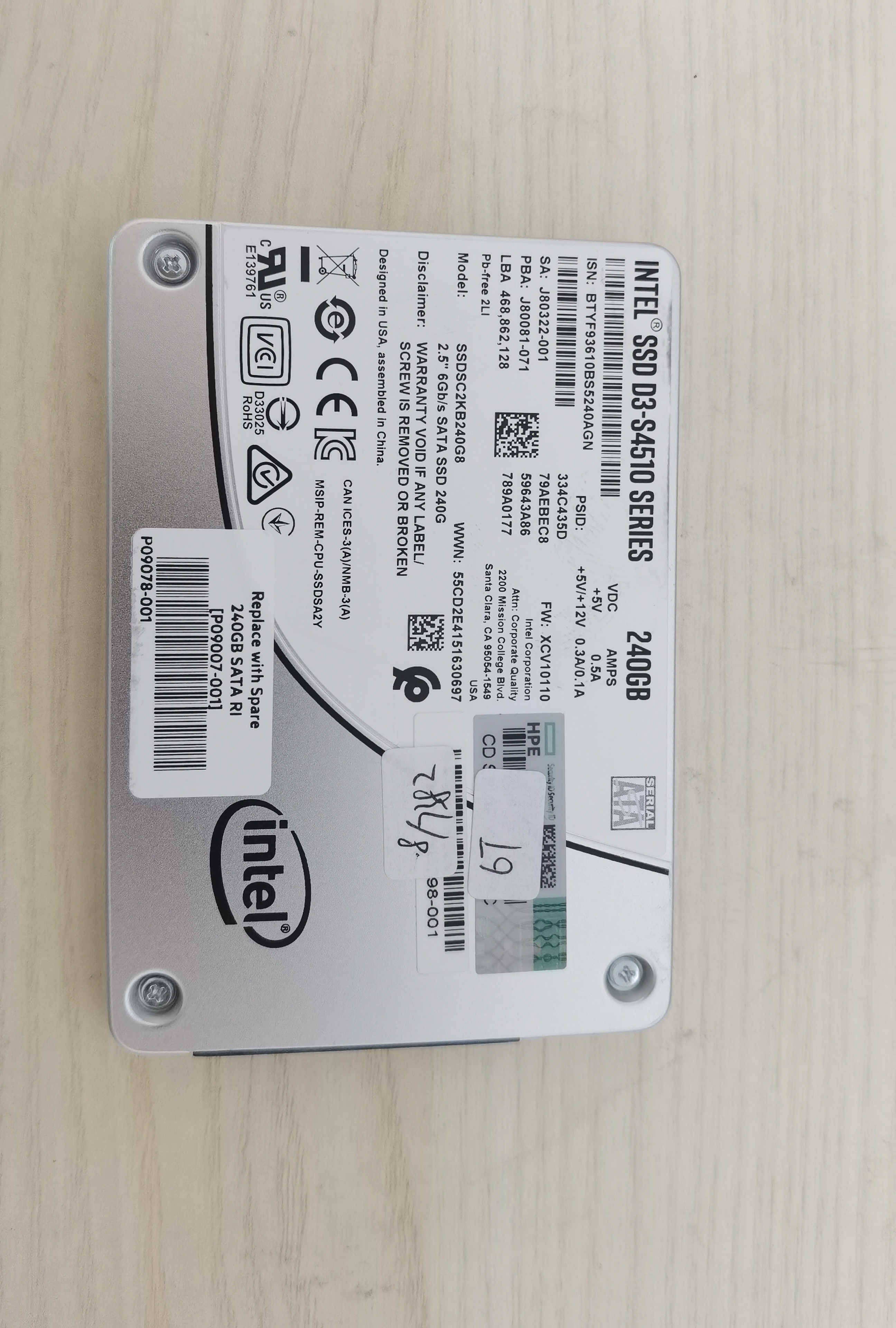 Intel/英特尔 S4500 960G 480G 240G S4600  240G 企业级固态硬盘