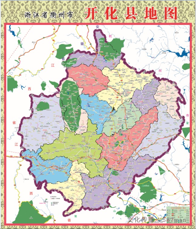 2023年浙江衢州市开化县行政交通旅游乡镇村落分布地图