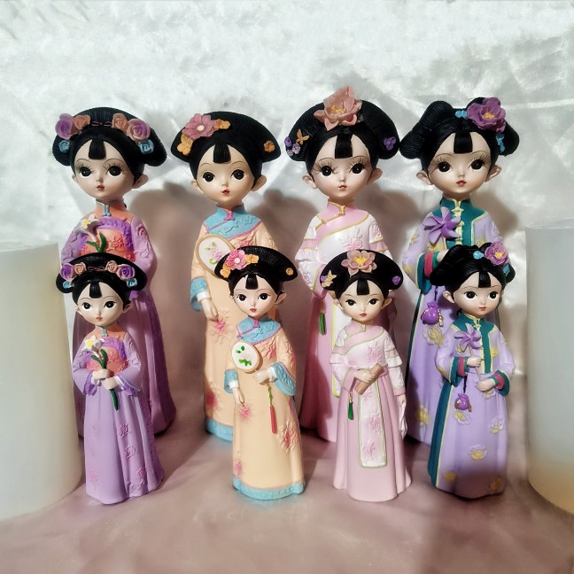3D立体古风娃娃硅胶模具 中国风 石膏娃娃模具  香薰蜡烛  滴胶模