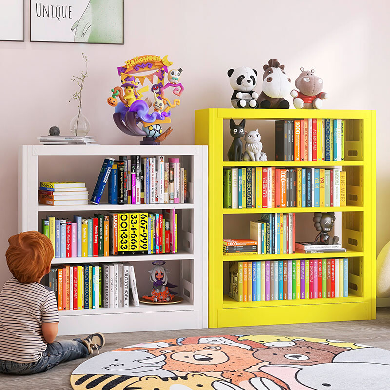 书柜落地儿童书架小型家用玩具收纳架钢制图书馆书架绘本靠墙铁艺