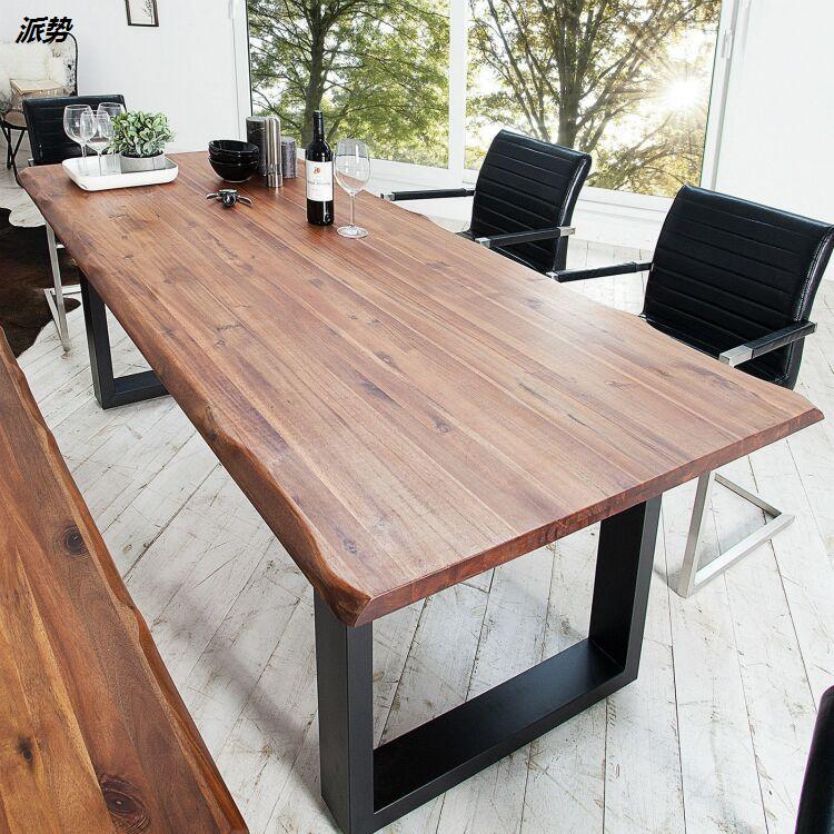 急速发货欧式实木会议桌长方形办公桌洽谈桌大板桌简约书桌现代咖