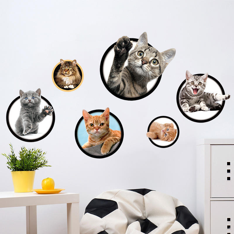客厅纸卧室时尚餐厅走廊楼梯装饰品贴画创意可爱童趣猫咪6229墙贴