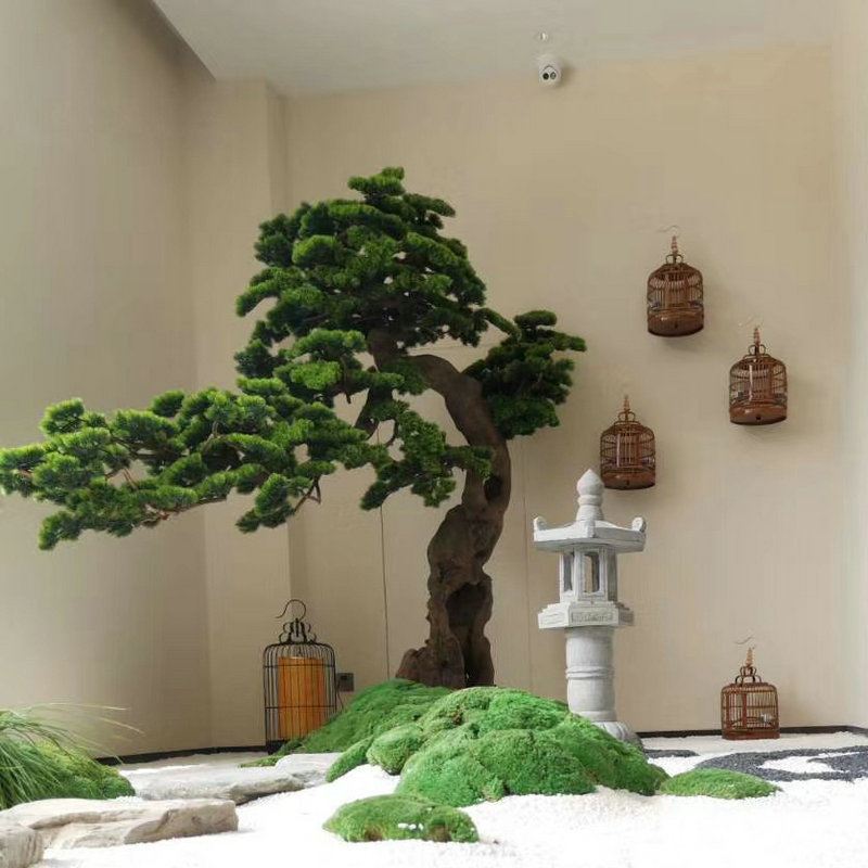 源头工厂仿真罗汉松树迎客松树中式室内造景假树真实比例人造松树