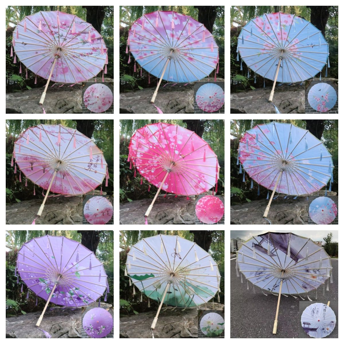 杭州西湖古风流苏伞油纸伞汉服摄影古装伞装饰道具儿童舞蹈走秀伞