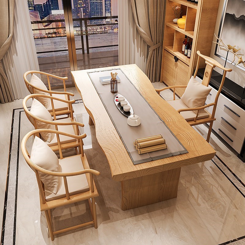 实木茶桌椅组合简约客厅办公室茶台新中式功夫泡茶几桌子