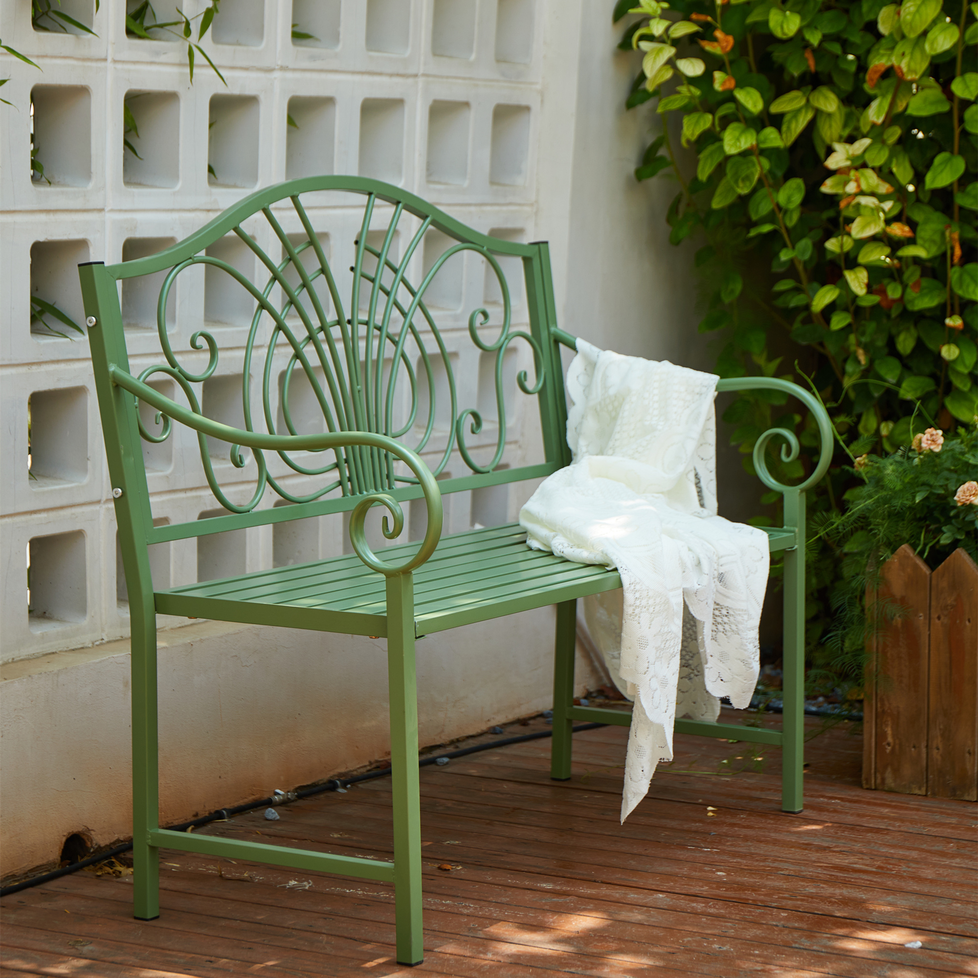 法式铁艺花园双人椅靠背阳台长椅庭院露台户外室内公园休闲椅田园