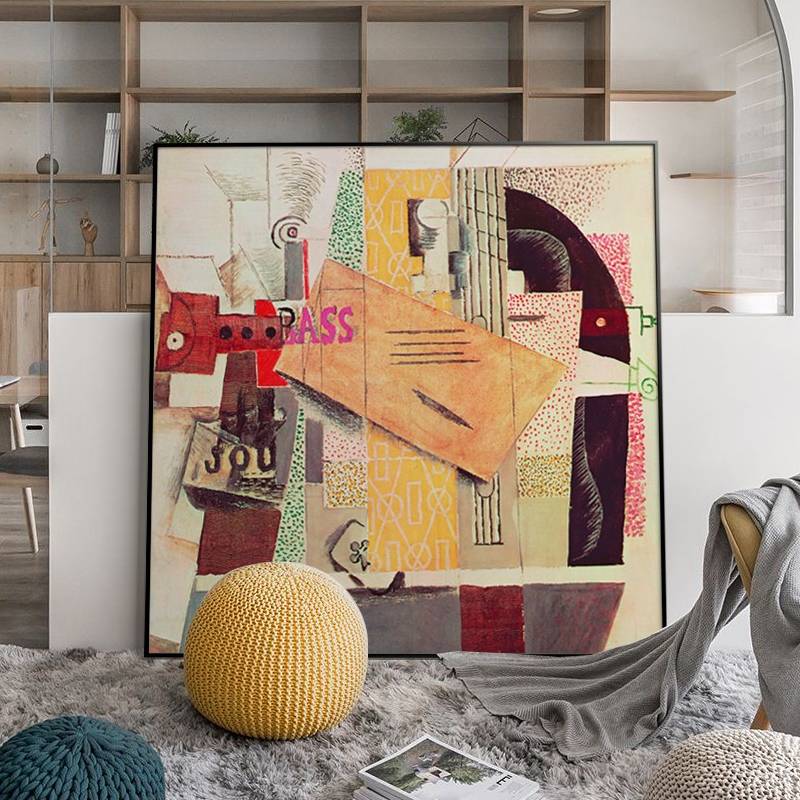 毕加索超大幅落地艺术装饰画小众抽象线条玄关客厅卧室正方形挂画