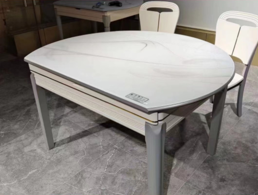轻奢实木岩板餐桌椅组合现代折叠伸缩饭桌多功能餐厅桌可变圆桌子