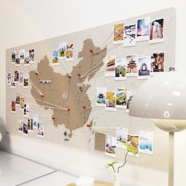 新疆包邮毛毡地图旅行足记打卡照片墙创意背景玄关客厅墙面装饰展