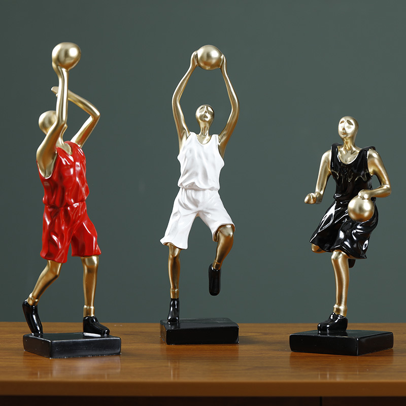 现代简约创意篮球摆件家居酒柜装饰品男孩办公室轻奢高档摆设抽象