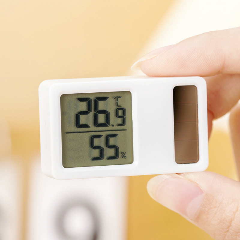 迷你太阳能款温湿度计贴墙家用小号高精度室内测温小温度计湿度表