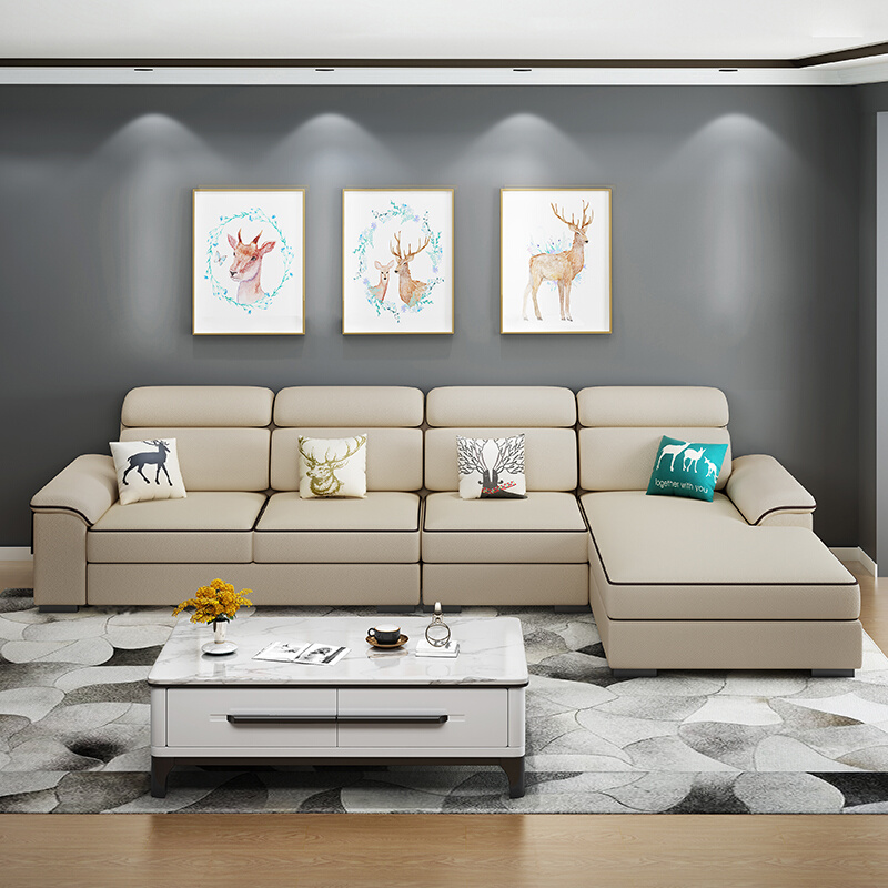 现代欧式免洗网红组合布简约型小户型沙发转角科技沙发客厅家具L