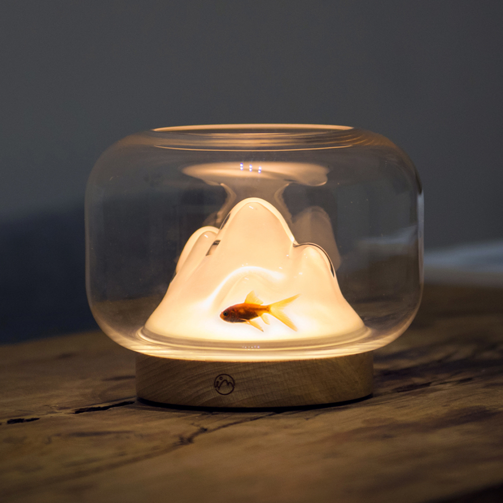 暖山灯文艺创意氛围灯日式匠人床头小夜灯定制送礼玻璃鱼缸斗鱼