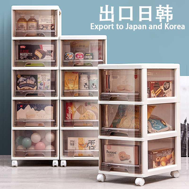 JEKO塑料抽屉式收纳柜透明儿童玩具零食收纳架图书文件多层储物柜